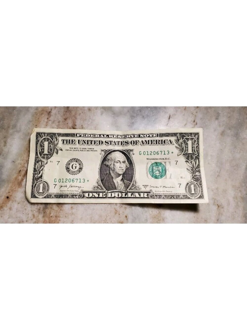 2017A One Dollar Bill Federal Reserve Star Note